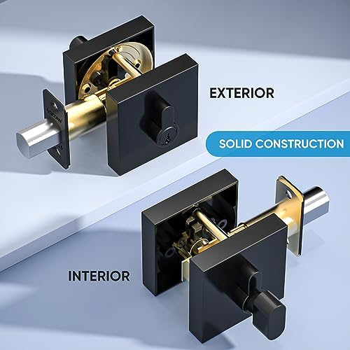 TICONN Matte Black Door Handle Heavy Duty, Reversible Square Door Lever for Bedroom, Bathroom, Rooms (Deadbolt Only, 1 Pack) - Image 4