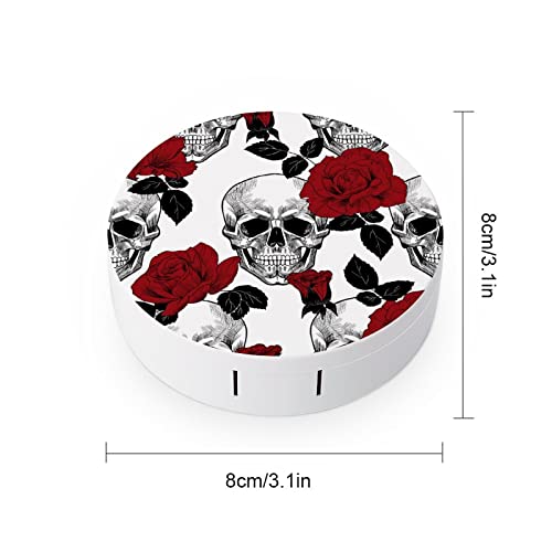 PutDiDi Skull And Roses Contact Lens Case Colored Goth Contact Lens Box Holder Container with Mirror Portable Eye Contact Holder Travel Kit with Lens Cleaner Solution Bottle Tweezers Outdoor Office Daily Use - Image 2