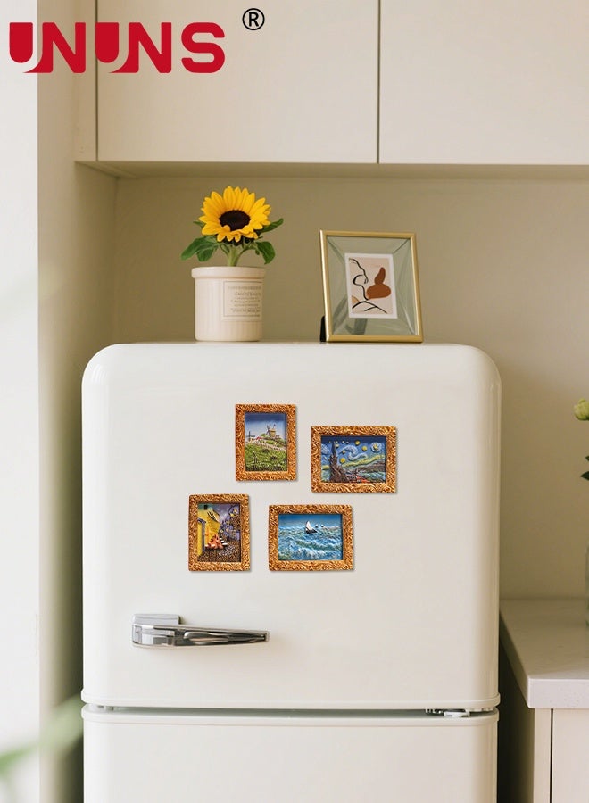 UNUNS Fridge Magnets,4pcs Creative Refrigerator Magnets,Famous Paintings 3D Resin Magnets for Home Decor, Refrigerator,Magnetic Whiteboard or Blackboard,5.5*7.3cm - Image 4