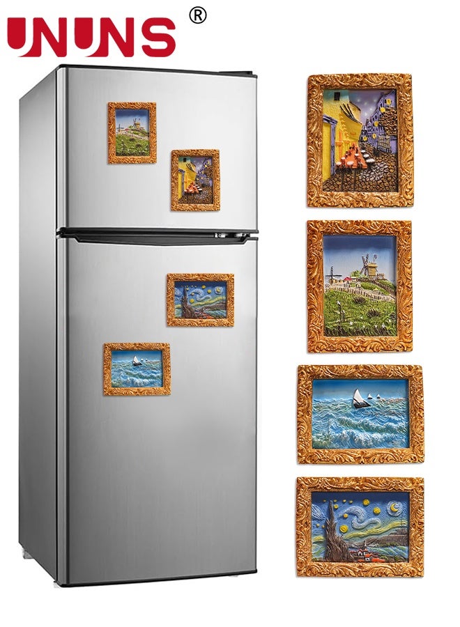 UNUNS Fridge Magnets,4pcs Creative Refrigerator Magnets,Famous Paintings 3D Resin Magnets for Home Decor, Refrigerator,Magnetic Whiteboard or Blackboard,5.5*7.3cm - Image 1