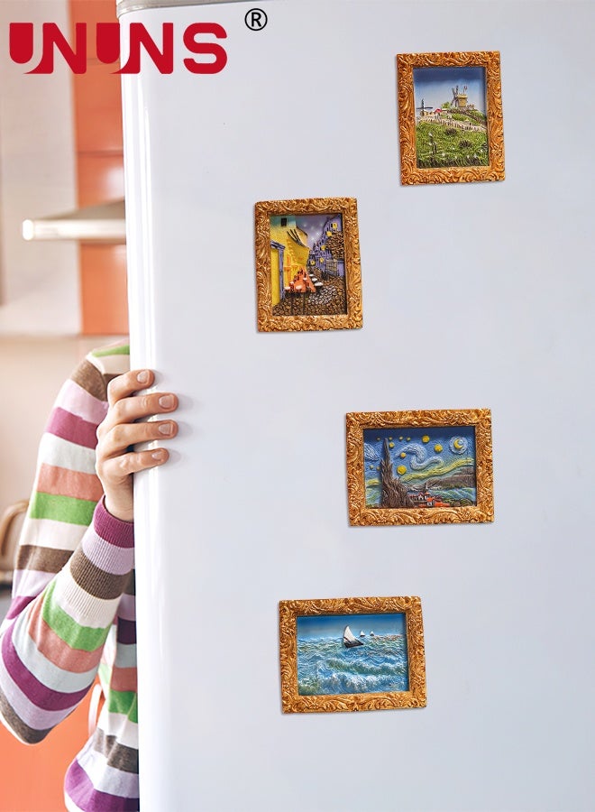 UNUNS Fridge Magnets,4pcs Creative Refrigerator Magnets,Famous Paintings 3D Resin Magnets for Home Decor, Refrigerator,Magnetic Whiteboard or Blackboard,5.5*7.3cm - Image 5
