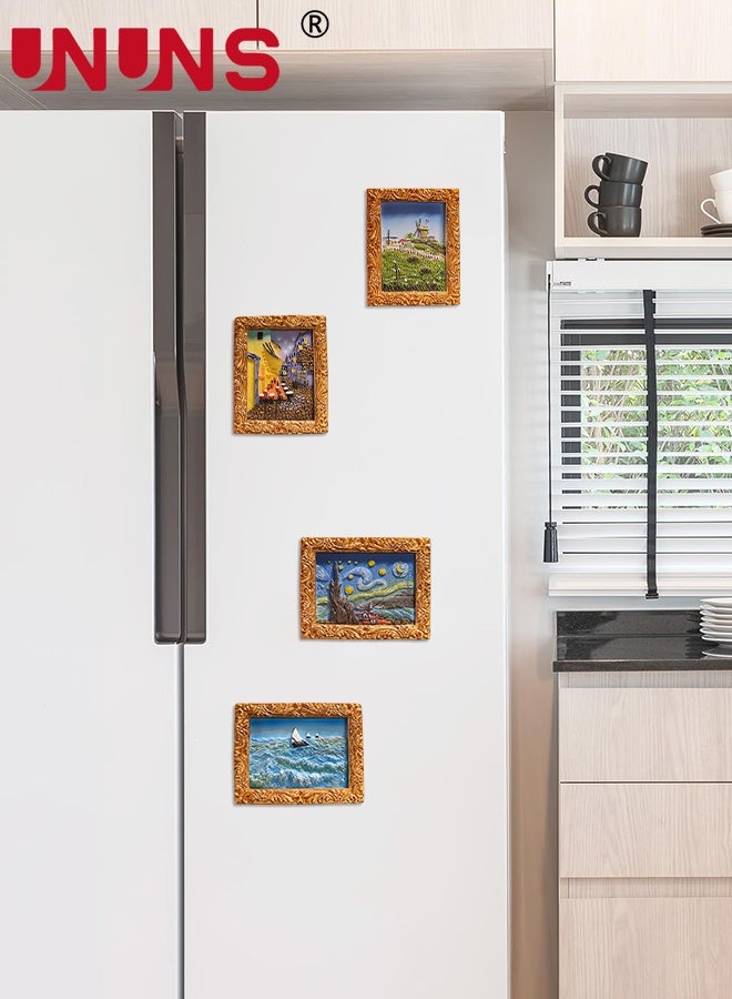 UNUNS Fridge Magnets,4pcs Creative Refrigerator Magnets,Famous Paintings 3D Resin Magnets for Home Decor, Refrigerator,Magnetic Whiteboard or Blackboard,5.5*7.3cm - Image 2