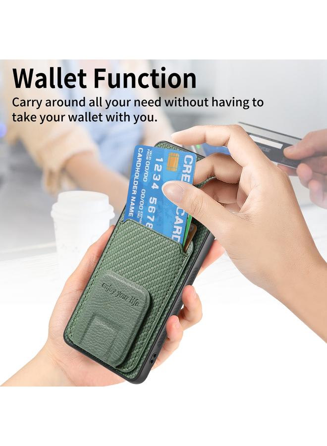 S-TOP Case For OPPO Reno6 5G Carbon Fiber Card Bag Fold Stand Phone Case - Image 5