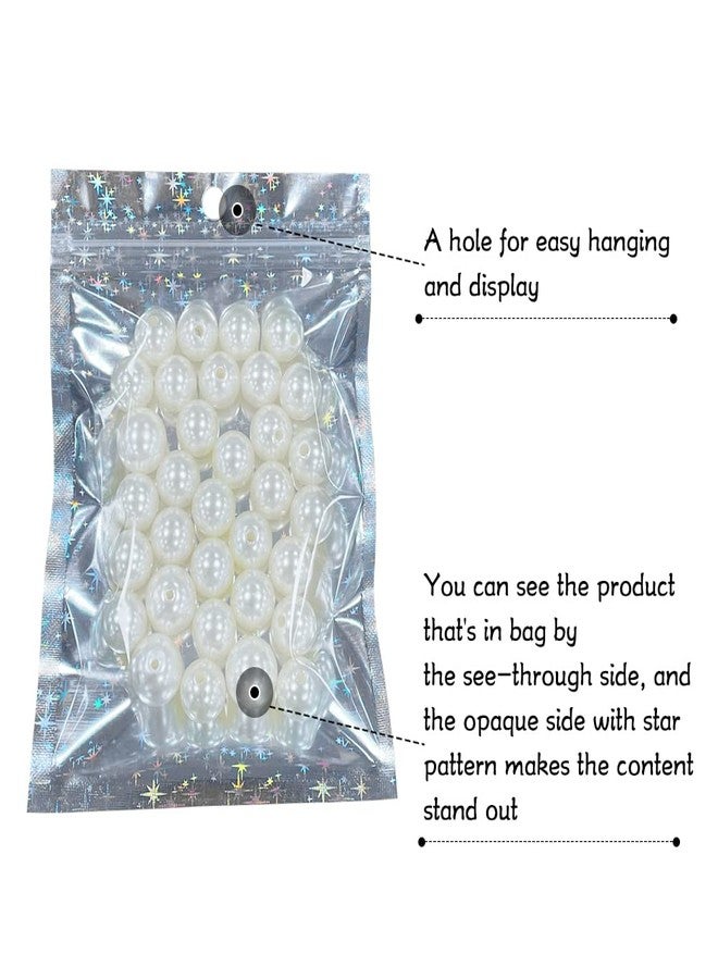 HRX Package 100pcs Holographic Bags 4x6 inch, Star Pattern Mylar Sample Pouch Zip Foil Baggies For Packaging Candy Jewelry Lash Lip Gloss - Image 3