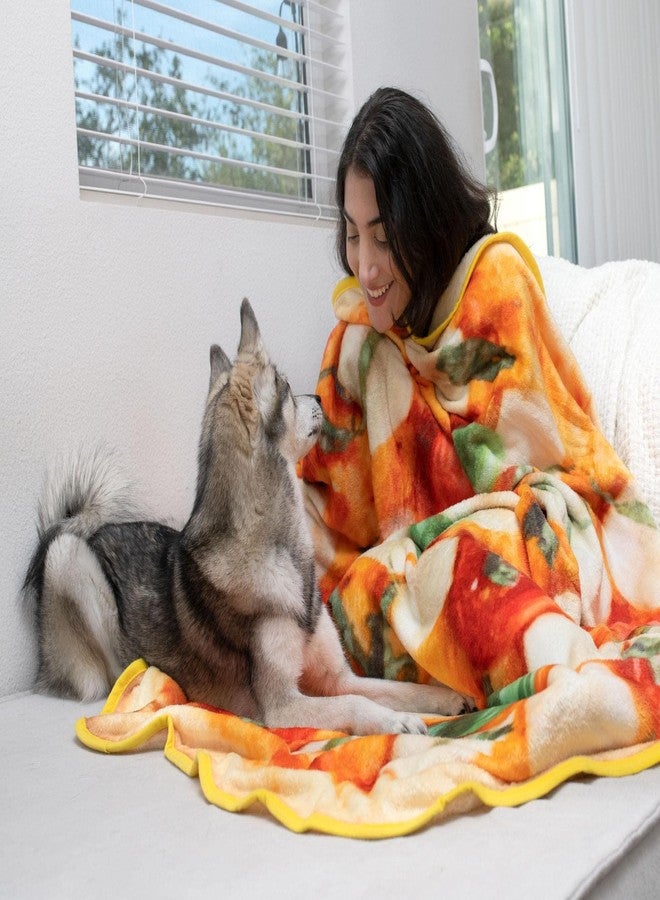 Toynk بطانية رمي فليس دائرية بيتزا مارجريتا، بطانية تغليف طعام واقعية | غطاء بوليستر ناعم ومريح للأريكة والسرير، أساسيات ديكور المنزل المريح | هدايا فكاهية مميزة للمراهقين والأطفال | 60 بوصة - Image 5