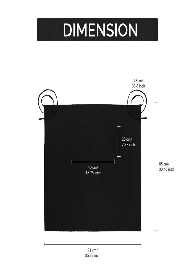 UBICON Xtra Wide Bistro Apron (36" Wide, 33" Long), Durable, 100% Cotton Large Pockets, Long Tiebacks For Kitchen, Garden, Restaurant (1 Pack, Black) - Image 2