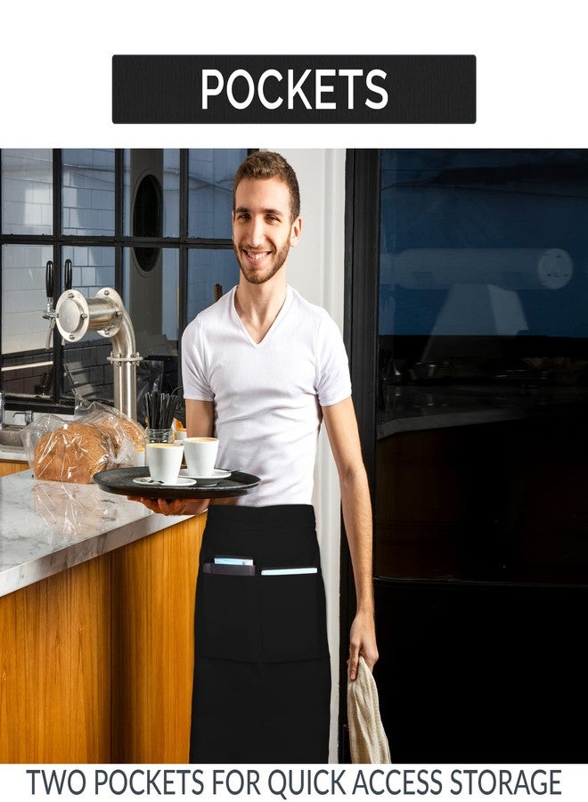 UBICON Xtra Wide Bistro Apron (36" Wide, 33" Long), Durable, 100% Cotton Large Pockets, Long Tiebacks For Kitchen, Garden, Restaurant (1 Pack, Black) - Image 5