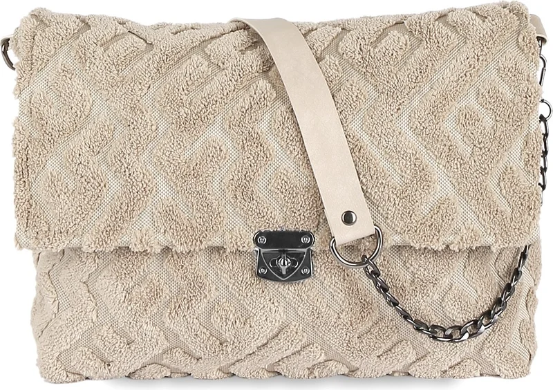 Hamur Dough Women's Fabric Hand and Shoulder Bag Maze Natural Fur Plush Knitted Crossbody Bag