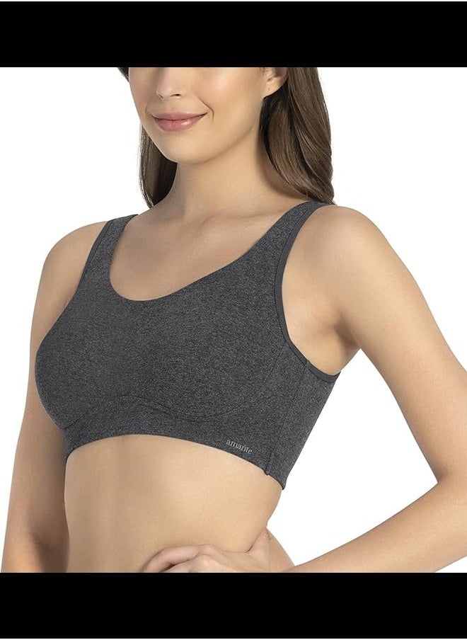 Amante - Amante Double Layered Cups Non-Wired Full Coverage Seamless Superior Cotton Fabric All Day Lounge Cami Bra - BRA78801 (Grey) (XL) - Image 1