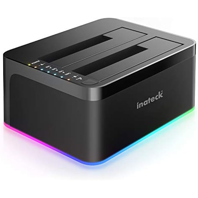 Inateck RGB HARD DRIVE DOCKING STATION, SATA TO USB 3.0 DOCK WITH OFFLINE CLONE, FOR 2.5 AND 3.5 INCH HDDS AND SSDS, UASP SUPPORTED, BLACK, SA02003 - Image 1