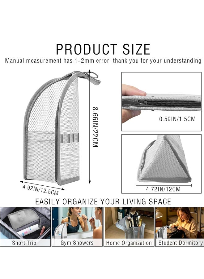 EVA Mesh Hanging Toiletry Bag, Waterproof Foldable Travel Cosmetic Organizer for Men Women - Image 2