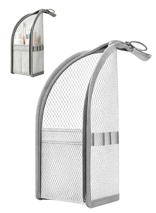 EVA Mesh Hanging Toiletry Bag, Waterproof Foldable Travel Cosmetic Organizer for Men Women - Image 1