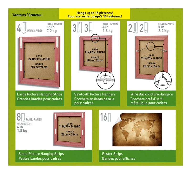 Command Picture Hanging Kit, Various Sized Picture Hanging Hooks and Strips to Hang Up to 15 Pictures, Indoor Use, Decorate Damage-Free,White - Image 4