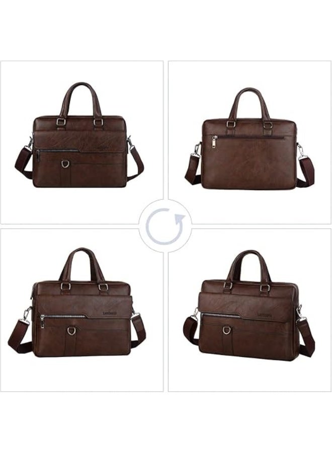 Jeep Buluo Men's Casual Leather Crossbody Laptop Bag - Brown - Image 3