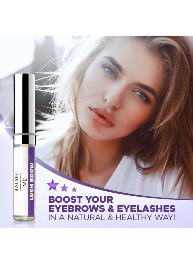 Lush Brow Eyebrow & Eyelash Rapid Growth Serum with Growth Peptides, Dermatologist Developed Eyelash Serum to Grow Lashes, Brow & Lash Enhancing Serum to Grow Fuller Eyelashes & Eyebrows, .16 oz/5ml
