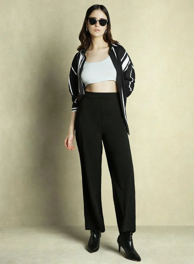 Dennis Lingo Dennis Lingo Mid Rise Wide Leg Relaxed Fit Trousers