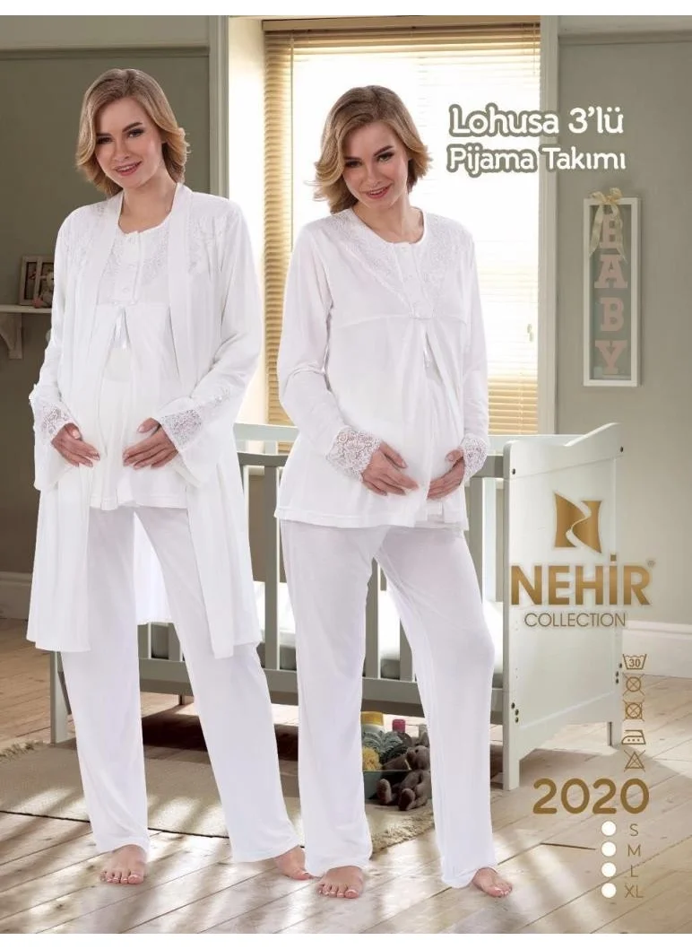 Nehir 2020 Pregnant Maternity Pajama Dressing Gown Set of 3