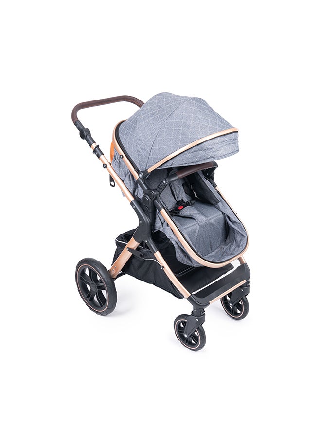 belecoo - 3-In-1 Fold-To-Half Luxury Travel System, Grey - Image 1