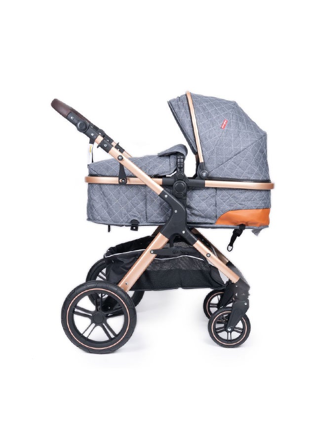 belecoo - 3-In-1 Fold-To-Half Luxury Travel System, Grey - Image 1