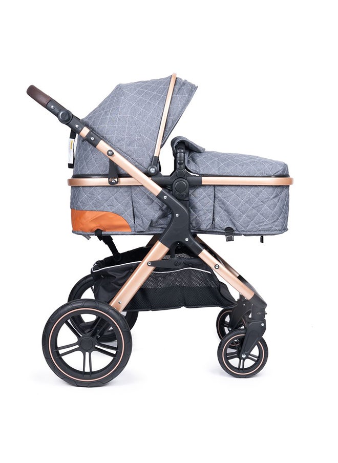 belecoo - 3-In-1 Fold-To-Half Luxury Travel System, Grey - Image 1