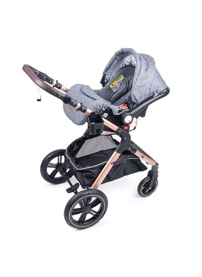 belecoo - 3-In-1 Fold-To-Half Luxury Travel System, Grey - Image 1