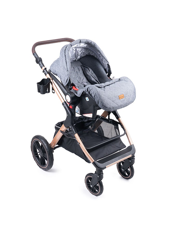 belecoo - 3-In-1 Fold-To-Half Luxury Travel System, Grey - Image 1