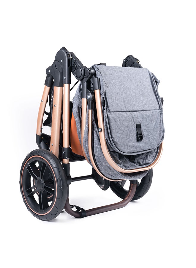 belecoo - 3-In-1 Fold-To-Half Luxury Travel System, Grey - Image 1