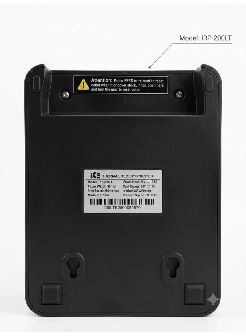 ايس طابعة إيصالات حرارية iCE IRP-200LT مزودة بمنفذي USB وEthernet - Image 4