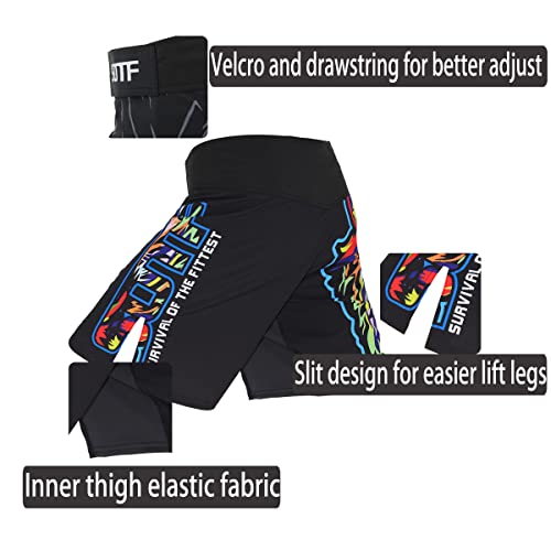 SOTF Men Breathable Running Shorts MMA Boxing Fitness Sports Shorts Black L Waist 34.6-36.2 inch - Image 4