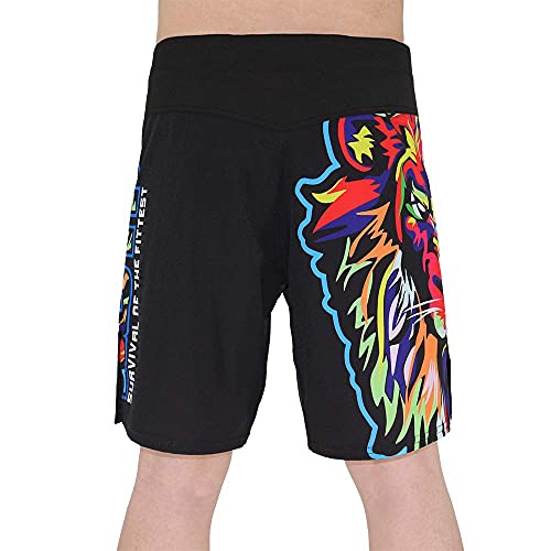 SOTF Men Breathable Running Shorts MMA Boxing Fitness Sports Shorts Black L Waist 34.6-36.2 inch - Image 2