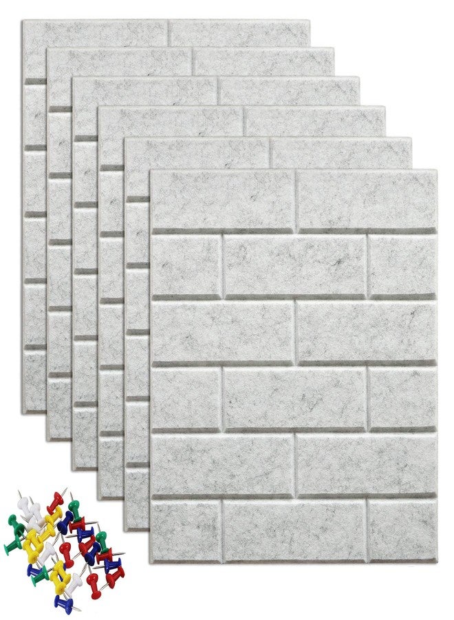 Uoisaiko Large Pin Board Notice Boards for Wall with 30 Push Pins, 6 Packs 11.8"x11.8" Felt Board Tiles for Home Office Kitchen, Bulletin Board Soundproof Wall Tiles for Photos Memos - Image 1