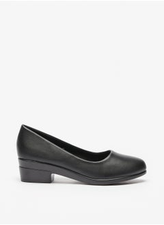 Womens Solid Slip On Pumps with Block Heel