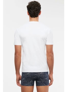 KOM Antonio V Neck Cotton Men's T-shirt - White  - Image 2