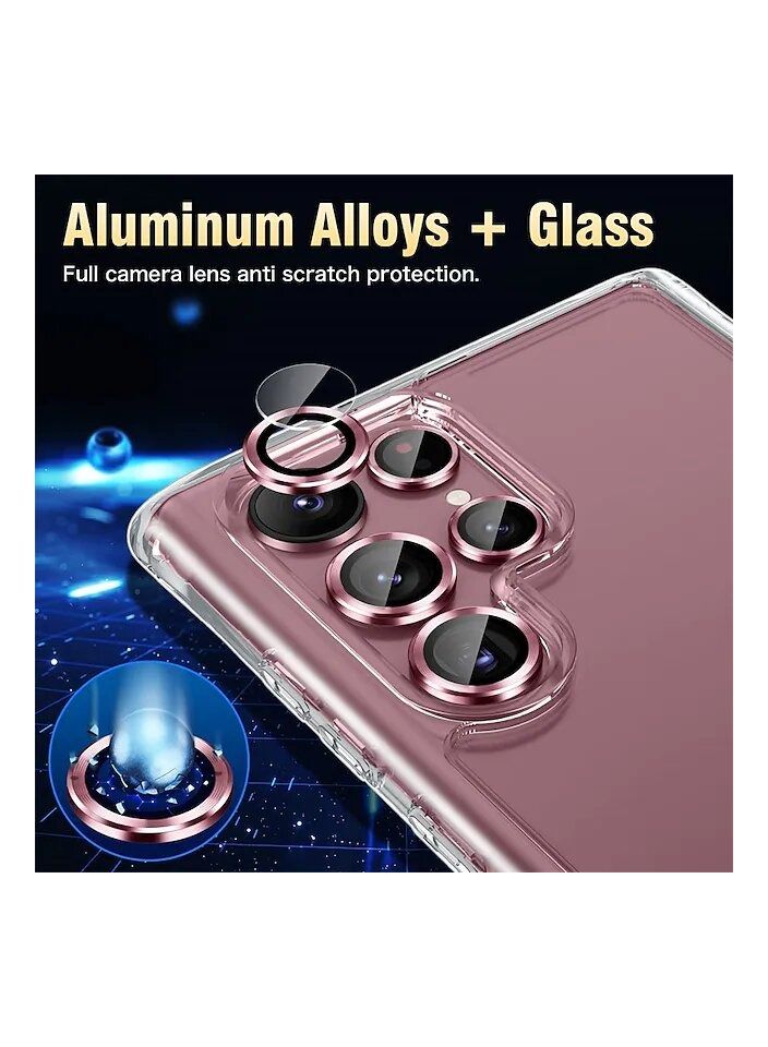 2 in 1 Clear Case with Camera Lens Protector For Galaxy S22 Ultra Ultra-HD 9H Hardness Tempered Glass Metal Ring Camera Screen Protector - Image 2