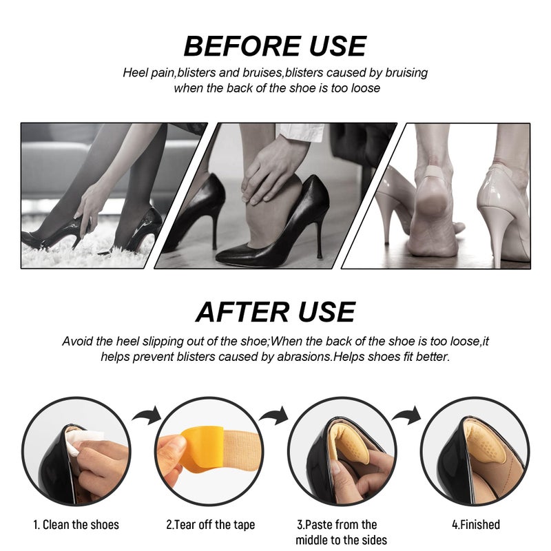 Riootlnm Heel Pads for Shoes That are Too Big, Heel Inserts for Women, Heel Grips for Womens Shoes, Heel Protectors, Heel Cushion Liners for Blisters Loose Shoes, Shoe Fillers (Antigel Beige 4Pairs) - Image 5