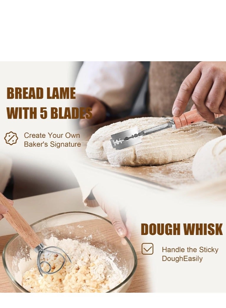 Bread baking kit baking tools 18-piece set, Sourdough Bread Baking Supplies, Proofing Bowls for Sourdough Bread, Sourdough Starter Kit, 10 inch Oval u0026 9 inch Round Basket - Image 4