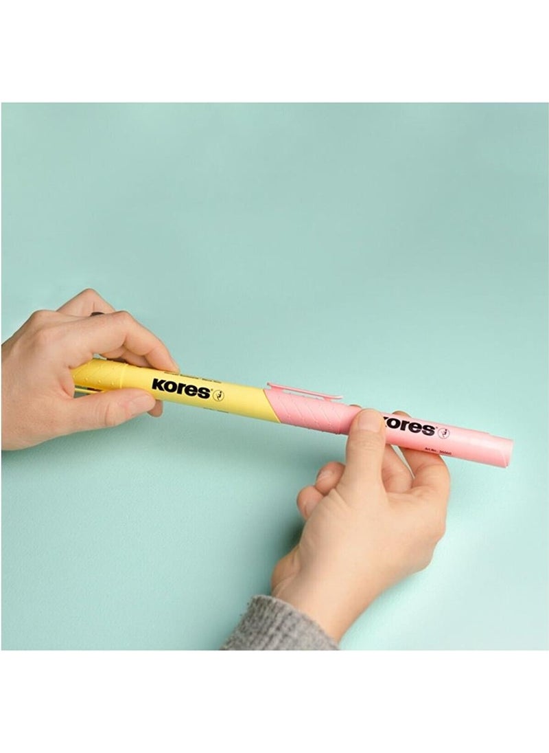 Kores Marker Pen Highlighter Pastel Colors 1 Pack of 6 Pen Set  - Image 4
