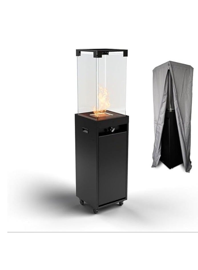 مدفأة غاز خارجية للفناء - مدفأة بروبان محمولة بعجلات | مدفأة للحدائق والتراسات | مثالية للمنازل والمطاعم والفنادق - Image 1