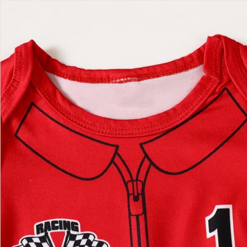 Happidoo Baby Boy 1st Birthday Outfit One Year Old Birthday Clothes Boy Race Car Driver Romper (Red-short,12-18 Months) - Image 5