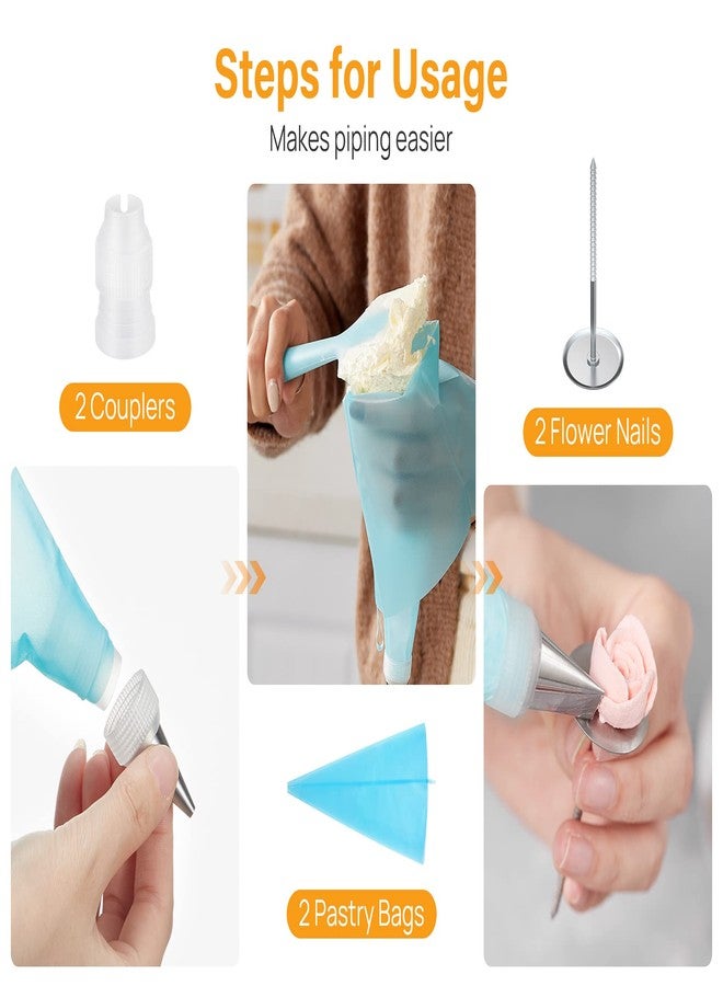 Kootek 42pcs Piping Bags and Tips Set, Cake Decorating Supplies Kits for Baking with 36 Numbered Frosting Icing Tips, 2 Reusable Pastry Bags, Easy Carry Storage Box and Other Baking Tools - Image 5