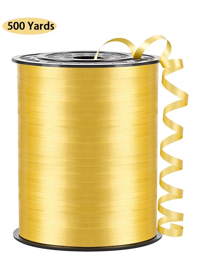 Wffo 500 Yards Golden Curling Ribbon - Balloon Ribbon - Balloon String for Art&Craft Decor - Gift Wrapping,Ribbons and Bows for New Year Birthday Gifts Graduation Supplies (5mm Wide) - Image 1