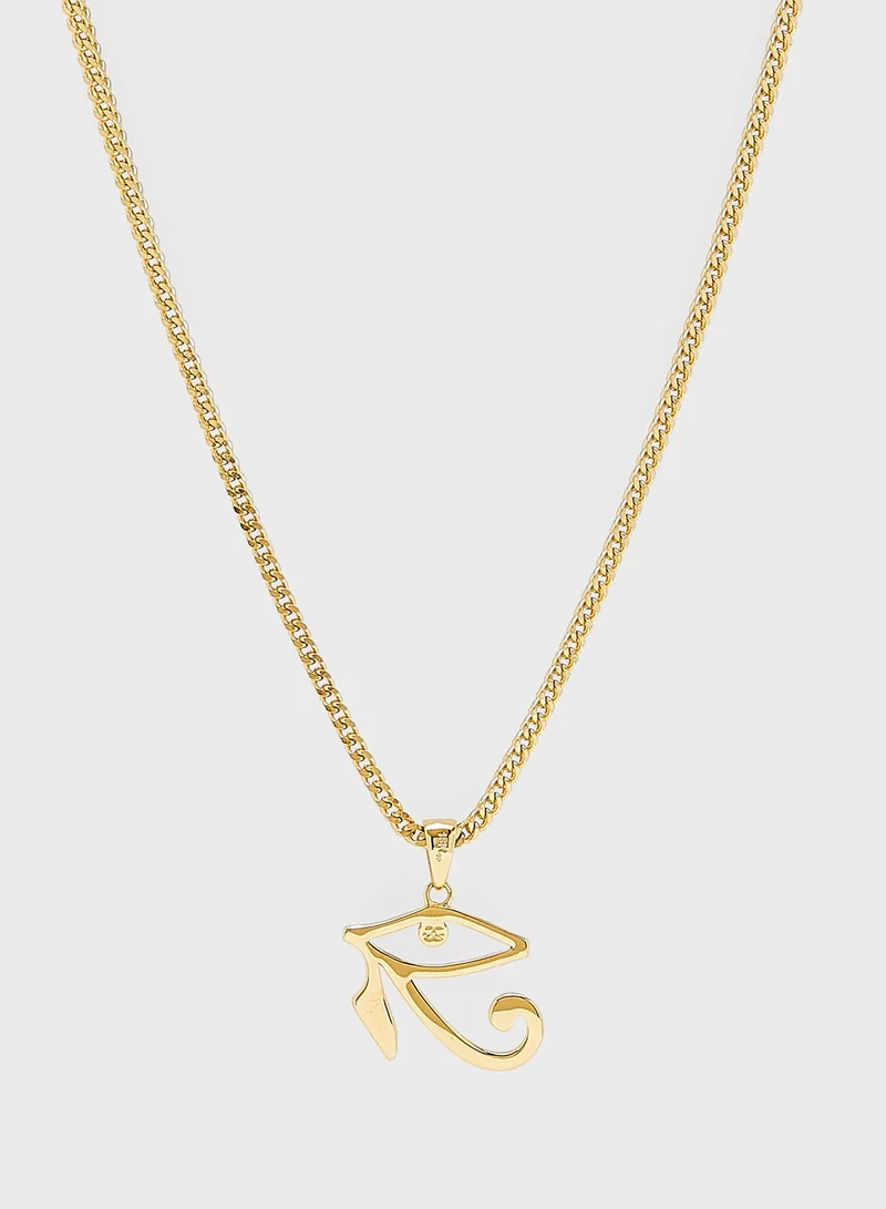 the gold gods 28" Eye Of Horus Pendant Franco Chain Necklace