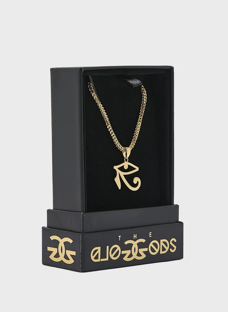the gold gods 28" Eye Of Horus Pendant Franco Chain Necklace