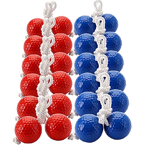 Cedilis 12 Pair Ladder Balls Replacement for Toss Match Golf Game Set Ladder Ball Bolas, Made from Real Golf Ball (6 Red + 6 Blue) - Image 1