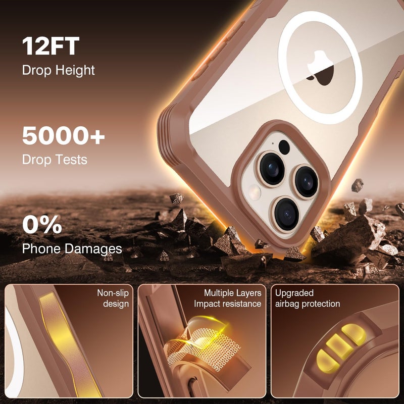 CENHUFO Privacy for iPhone 16 Pro Case, Compatible with Magsafe Magnetic Full Body Case Built-in 9H Tempered Glass Privacy Screen Protector and Camera Lens Protector, Shockproof Cover -Desert Brown - Image 5