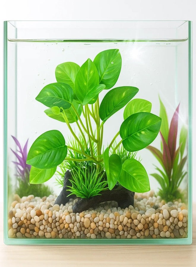 VAYINATO Plastic Aquarium Plant with Wooden Base - Realistic Aquatic Decor, Non-Toxic, Fade-Resistant, Safe for Fish - Natural-Looking Underwater Landscaping for Freshwater Aquarium Fish Tank - Image 1