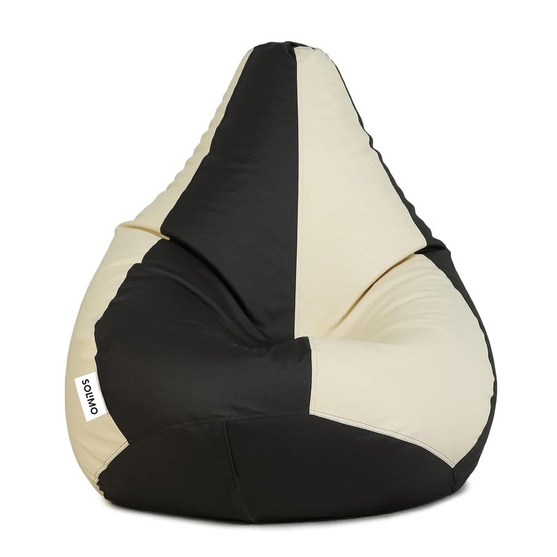 Brand - Solimo Solimo Premium Faux Leather Bean Bag Filled with Beans Capacity Upto 6 Ft 3 in Height 120 KG Weight 3XL Brown and Cream - Image 1