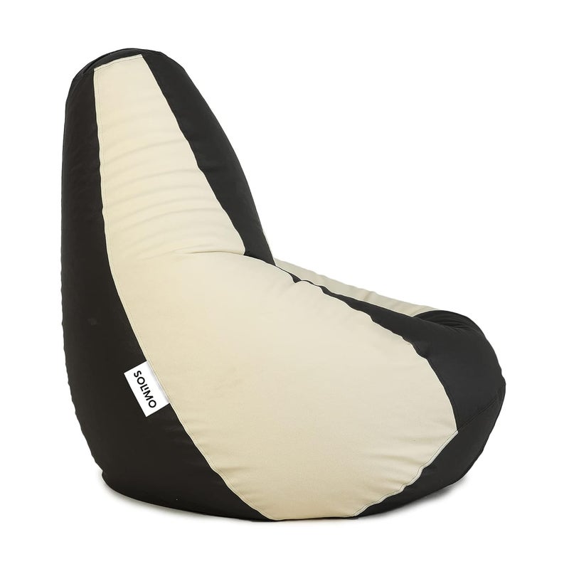 Brand - Solimo Solimo Premium Faux Leather Bean Bag Filled with Beans Capacity Upto 6 Ft 3 in Height 120 KG Weight 3XL Brown and Cream - Image 5