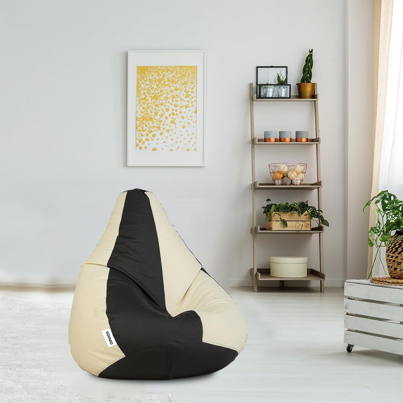 Brand - Solimo Solimo Premium Faux Leather Bean Bag Filled with Beans Capacity Upto 6 Ft 3 in Height 120 KG Weight 3XL Brown and Cream - Image 2