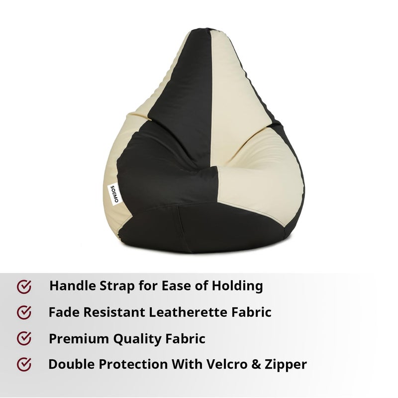 Brand - Solimo Solimo Premium Faux Leather Bean Bag Filled with Beans Capacity Upto 6 Ft 3 in Height 120 KG Weight 3XL Brown and Cream - Image 4